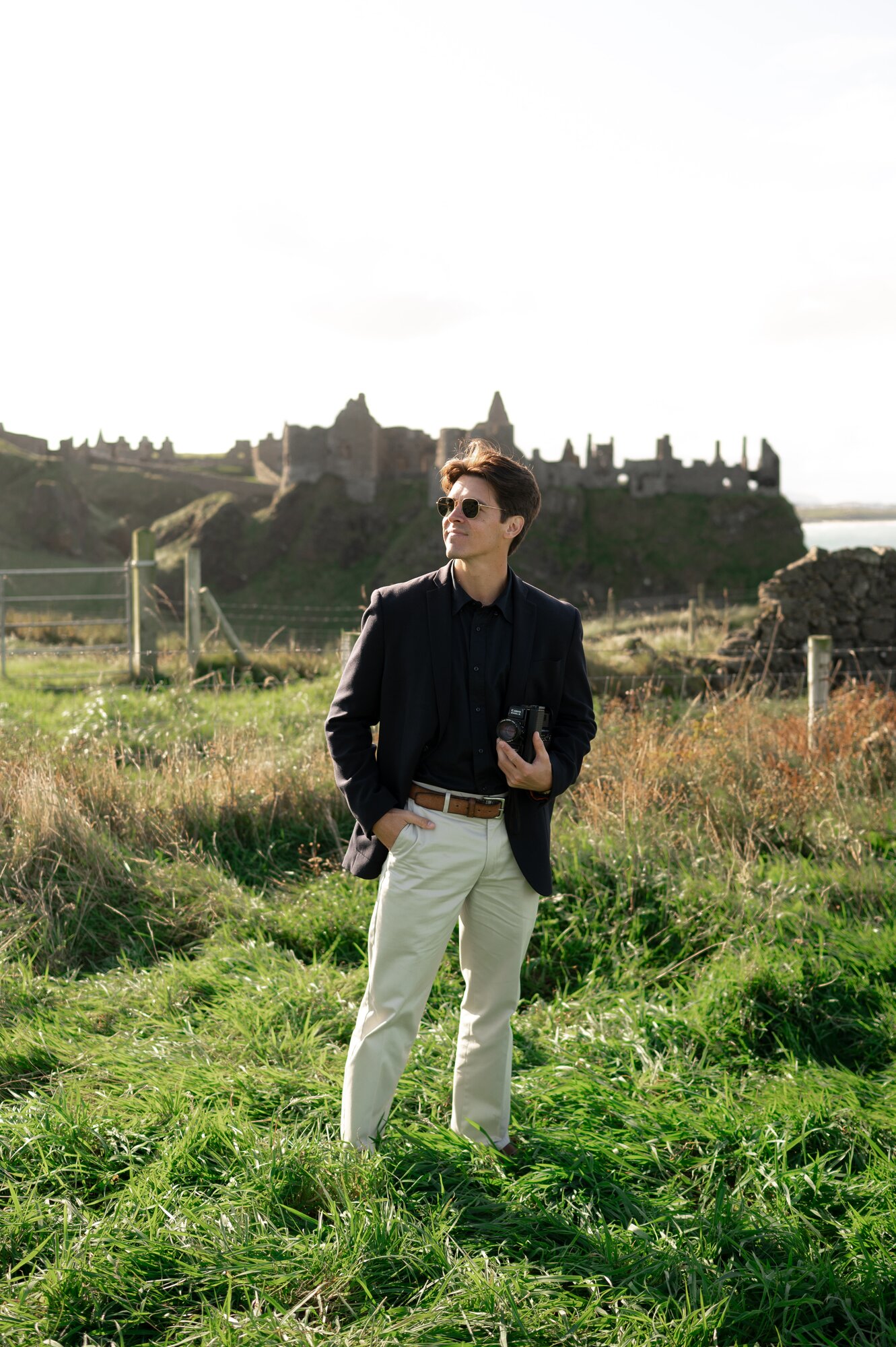 Noah Densmore on location at Dunluce Castle, Northern Ireland